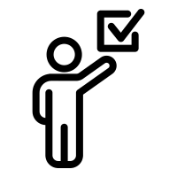Person signalling a tick box