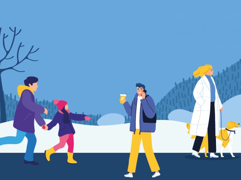 People out walking in winter
