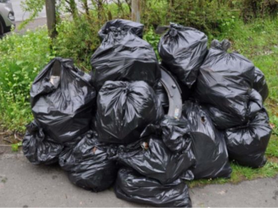 Black bin bag rubbish pile