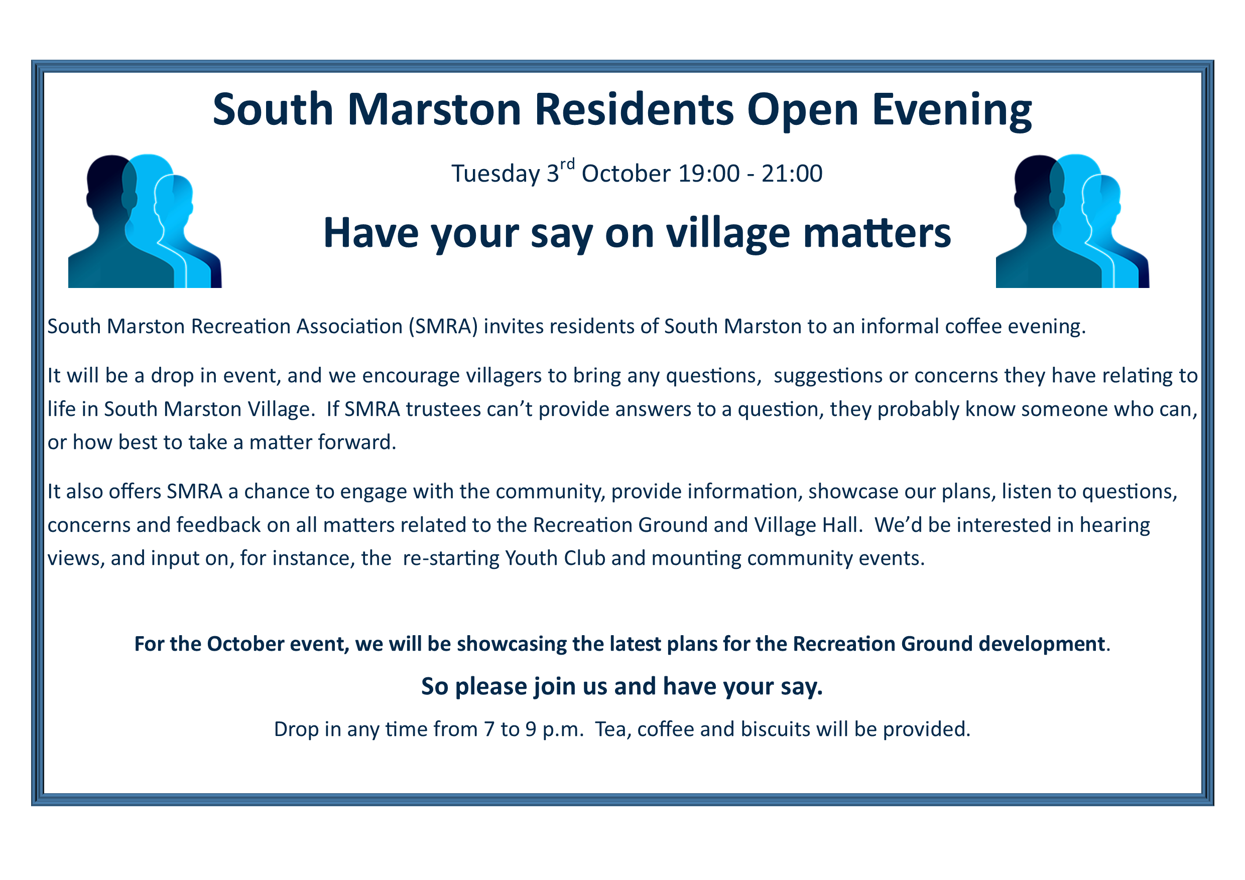 SMRA Open Evening October 3rd