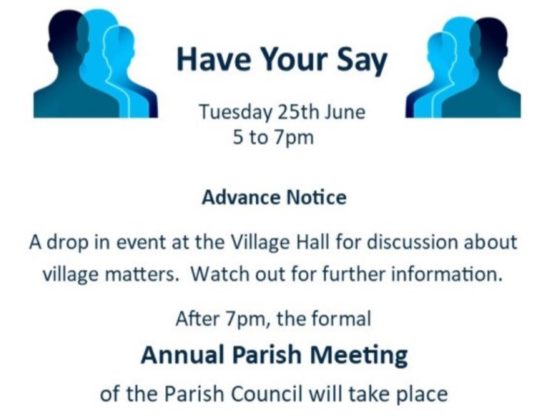 Advance Notice - Have Your Say Event - Tuesday 25th of June 5-7pm