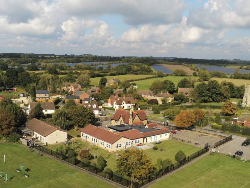 Aerial view of the school in 2020