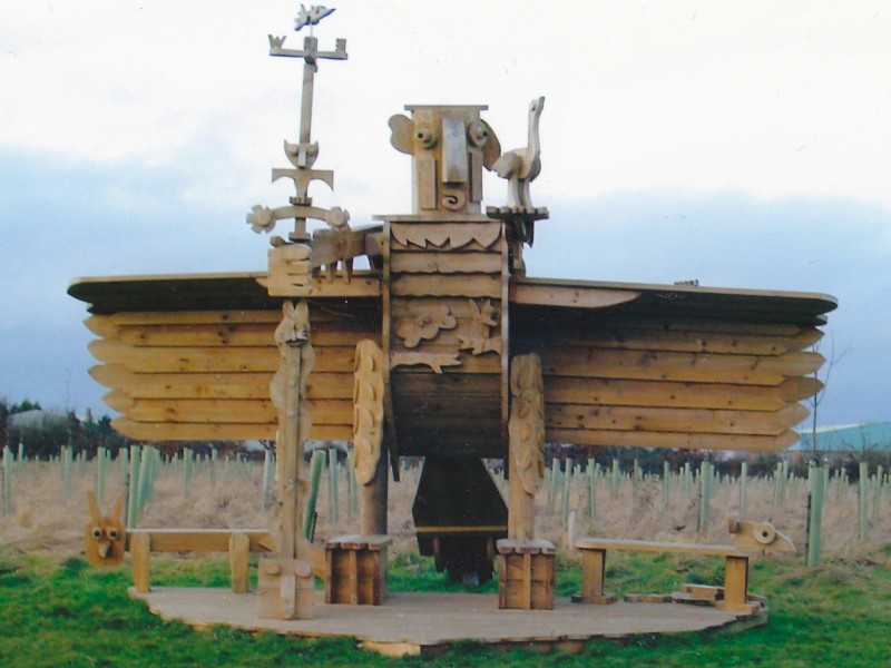 Former woodland art sculpture 'Carecrow' for Oxleaze Wood