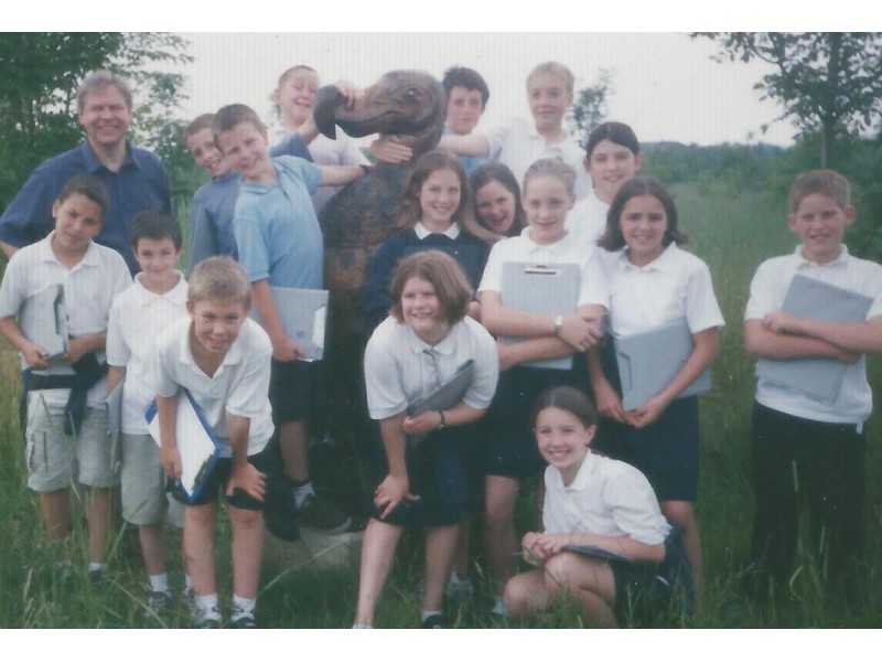 Former headteacher Ray Norman and pupils
