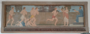 South Marston School tile painting runners in a Greek stadium